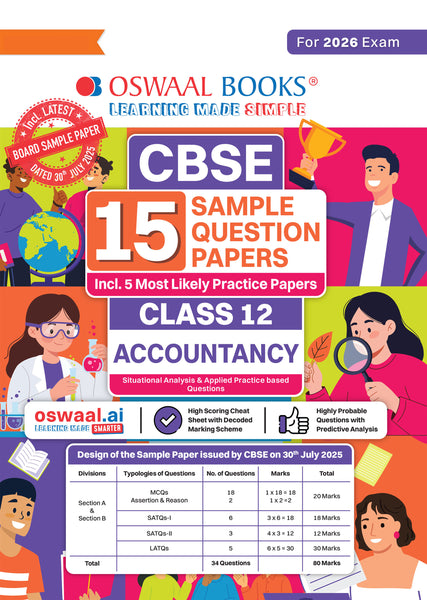 CBSE 15 Sample Question Papers Class 12 Accountancy for 2026 Board Exam (As per CBSE Sample Question Paper issued on 30 July 2025), recommended by 2025 CBSE Toppers with Chapter wise Highly Probable Questions