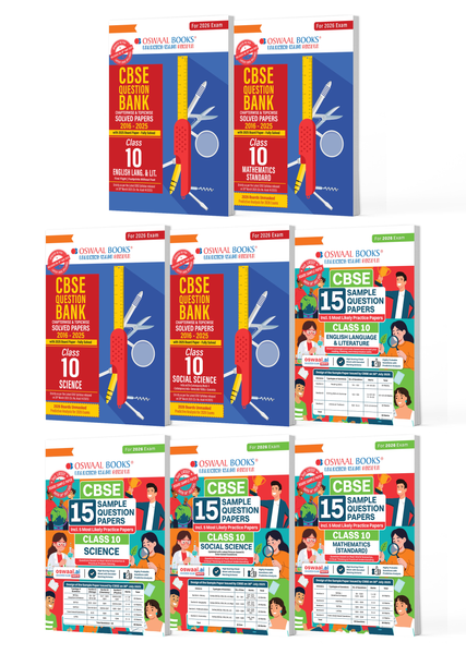 CBSE 4 Question Banks + 15 Sample Question Papers English, Maths Standard, Science, Social Science For Class 10 | Chapterwise & Topicwise Solved Papers | Concept Notes, Mind Maps, (Set of 8) For 2026 Board Exams