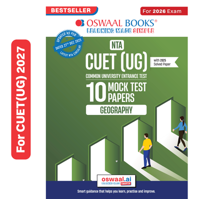 Oswaal NTA CUET (UG) 10 Mock Test Papers Geography For 2026 Exam (Section-II) (as per latest 27 Dec., notification) | 500+ MCQs for Practice | Includes 2025 Paper- fully solved | With Oswaal AI
