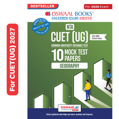 Oswaal NTA CUET (UG) 10 Mock Test Papers Geography For 2026 Exam (Section-II) (as per latest 27 Dec., notification) | 500+ MCQs for Practice | Includes 2025 Paper- fully solved | With Oswaal AI