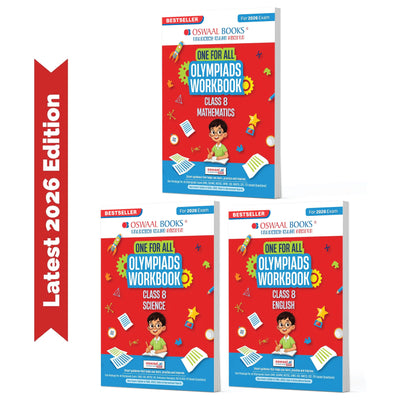 Oswaal One For All Olympiad Workbook Class 8 (Set of 3 Books) Maths, Science & English For 2026 Exam