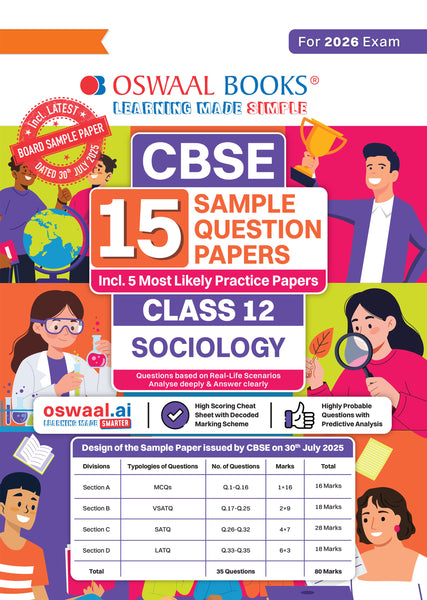 CBSE 15 Sample Question Papers Class 12 Sociology for 2026 Board Exam (As per CBSE Sample Question Paper issued on 30 July 2025), recommended by 2025 CBSE Toppers with Chapter wise Highly Probable Questions