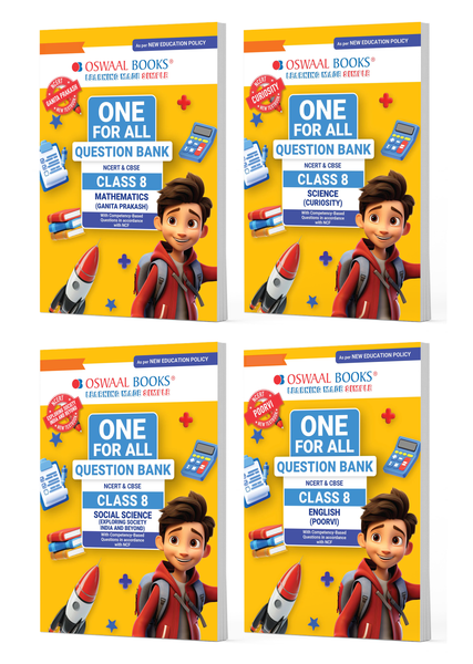 One For All Question Banks NCERT & CBSE Class 8 (Set of 4 Books) Mathematics, Science, Social Science, And English (For Latest Exam)