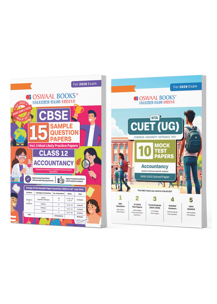CBSE Class 12 Accountancy 15 Sample Question Papers + CUET(UG) 10 Mock Tests | HEQs, Blueprint, Trend Analysis, Solved Papers, Quick Revision Notes, Marking Scheme, Mind Maps (Set of 2, For 2026 Exam)