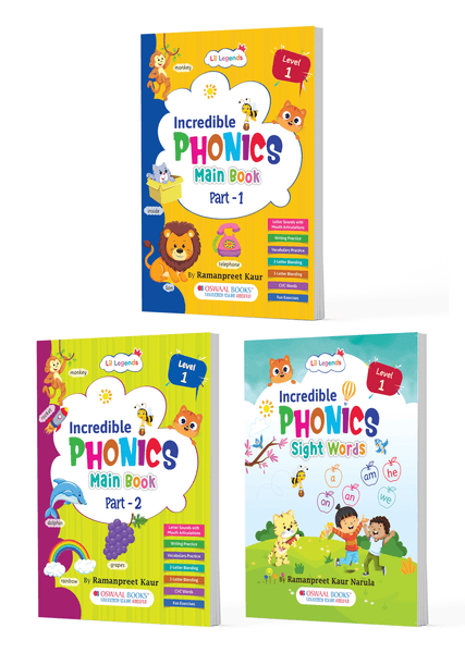 Lil Legends Level 1 Phonics & Sight Words 3-Book Set for Ages 3–6 | Build Strong Reading Foundations, Boost Confidence & Vocabulary Early | Includes Phonics Part 1, Part 2 & Sight Words