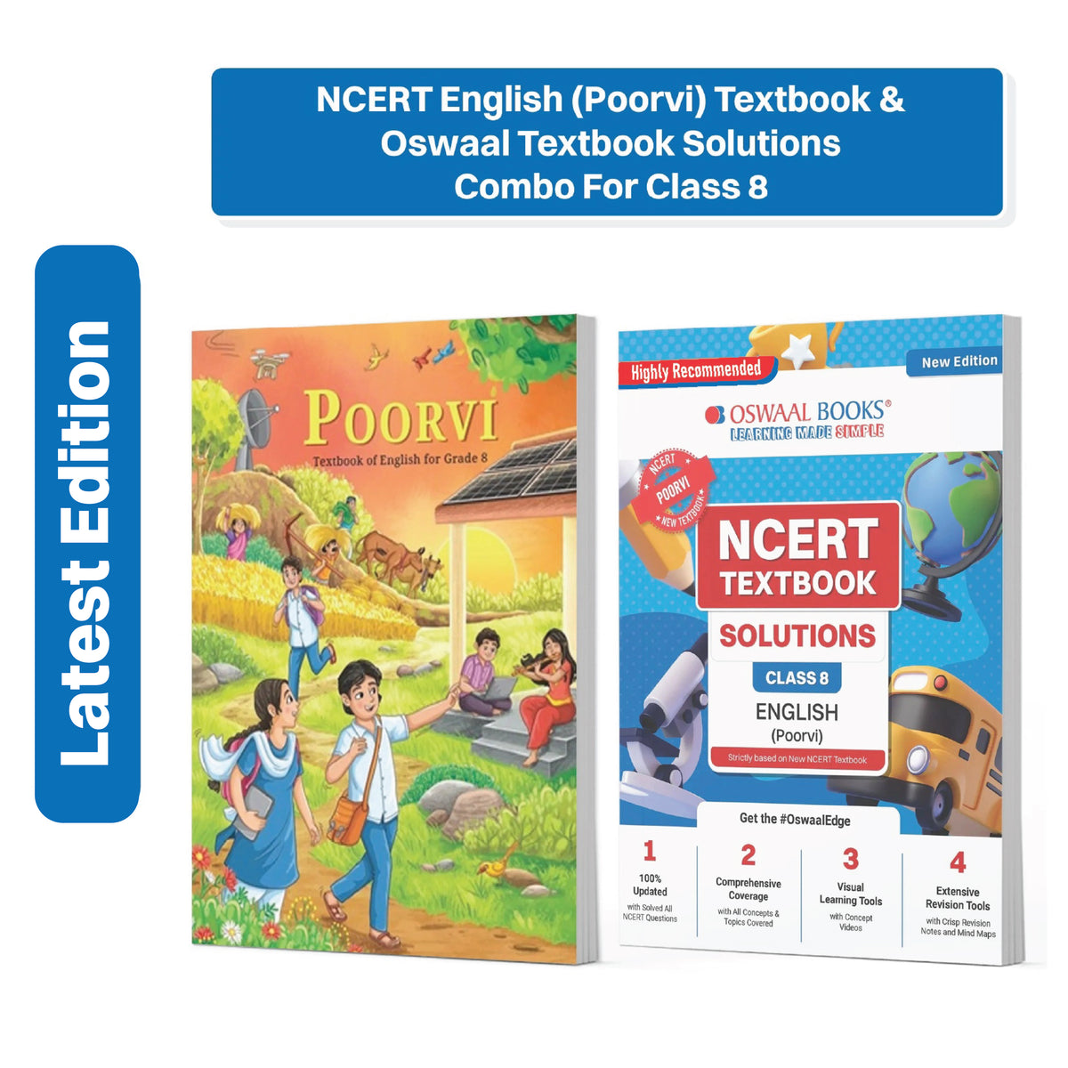 Oswaal NCERT English (Poorvi) Textbook & Textbook Solutions Combo For Class 8 | With Mind Maps & Mock Papers | All Concepts & Topics Covered | Set of 2 Books (For 2026-27 Exam)