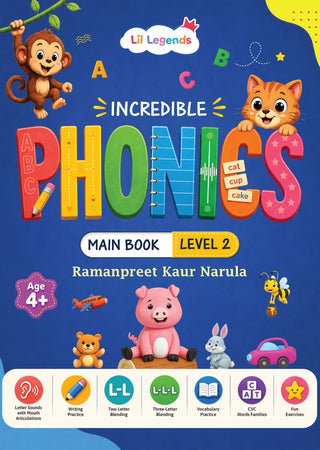 Lil Legends Incredible Phonics Level 2 Main Book for Kids | CVC Words, Short Vowels, 2 and 3 Letter Blending | Early Reading Foundation | Phonics Workbook | For UKG/ Class 1 | Age 4-6