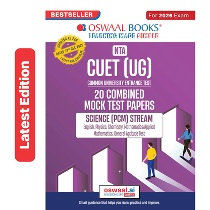 Oswaal NTA CUET (UG) 20 Combined Mock Test Papers | Science PCM Stream (English, Physics, Chemistry, Maths, General Aptitude Test) For 2026 Exam | With New Syllabus & Pattern Released on 27 December 2025