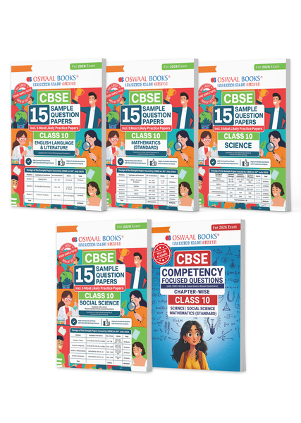 CBSE 15 Sample Question Papers + Competency Focused Questions English, Maths Standard, Science, Social Science For Class 10 recommended by 2025 CBSE Toppers with Chapter wise Highly Probable Questions, (Set of 5) For 2026 Board Exams
