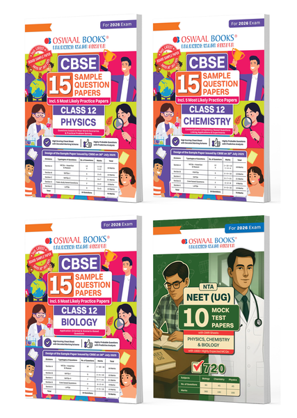 CBSE Class 12th 15 Sample Question Papers PCB + NEET UG 10 Mock Test Papers | 3600+ Practice Qs, HEQs, Mind Maps, Mnemonics, PYQs, Expert Tips & Exam Readiness, (Set of 4, for 2026 Exams)