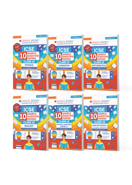 ICSE 10 Sample Question Papers Class 10 (Set of 6 Books) Physics, Chemistry, Biology, Maths, English Paper 1 & 2 For 2025 Board Exam (Based On The Latest CISCE/ICSE Specimen Paper)