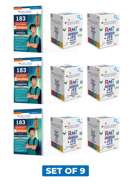 JEE Main Exam Set of 9 | 183 Chapterwise Solved Papers Physics, Chemistry, Maths (3 Books) + RMT Flashcards Part 1 & 2 (6 Boxes) | 2450+ Qs, Mind Maps, Trend Analysis, Quick Revision & Exam Readiness | (For 2026 Exam, New Edition)
