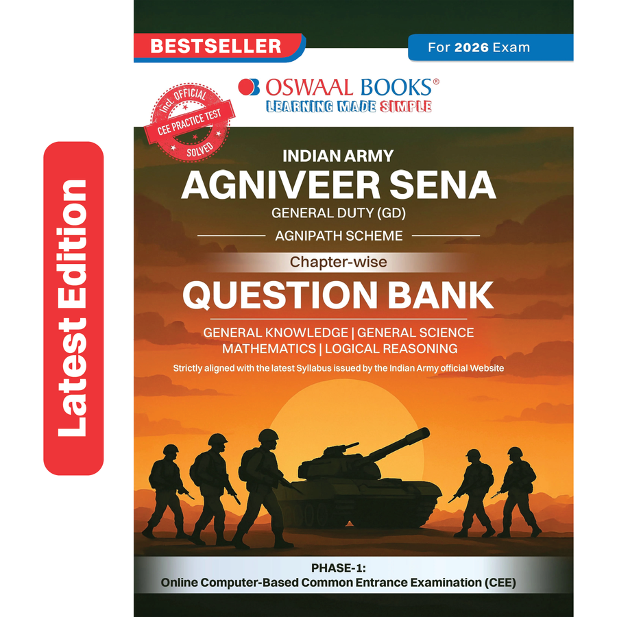 Oswaal Indian Army Agniveer GD (General Duty) Chapter-wise Question Bank English Medium | Agnipath Scheme | General Knowledge, General Science, Maths & Reasoning | 1600+ Questions | For 2026 Exam