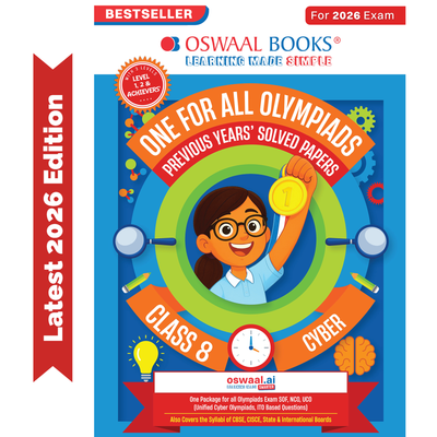 Oswaal One For All Olympiads Class 8 Cyber Prep-Guide Book | Chapter-wise Previous Years' Solved Papers | Questions for SOF ICSO & Other Olympiad Exams 2026 | With Sample Practice Papers & Oswaal.AI