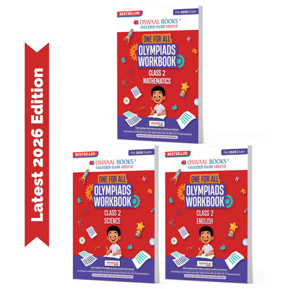 Oswaal One For All Olympiad Workbook Class 2 (Set of 3 Books) Maths, Science & English For 2026 Exam