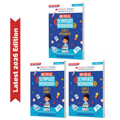 Oswaal One For All Olympiads Workbook Class 5 (Set of 3 Books) Maths, Science & English For 2026 Exam