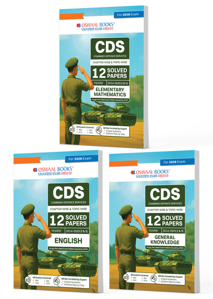 CDS (Combined Defence Services) Chapter-wise & Topic-wise 12 Years' Solved Papers (2014-2025) (II) Elementary Mathematics, English & GK (Set of 3 Books) For 2026 Exam