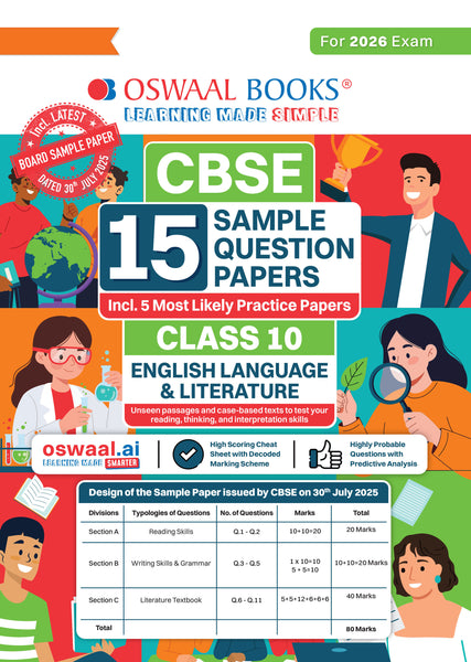 CBSE 15 Sample Question Papers Class 10 English Language & Literature for 2026 Board Exam (As per CBSE Sample Question Paper issued on 30 July 2025), recommended by 2025 CBSE Toppers with Chapter wise Highly Probable Questions