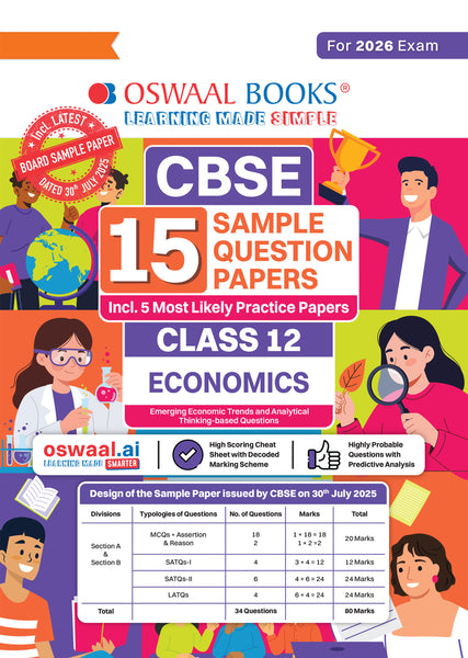 CBSE 15 Sample Question Papers Class 12 Economics for 2026 Board Exam (As per CBSE Sample Question Paper issued on 30 July 2025), recommended by 2025 CBSE Toppers with Chapter wise Highly Probable Question