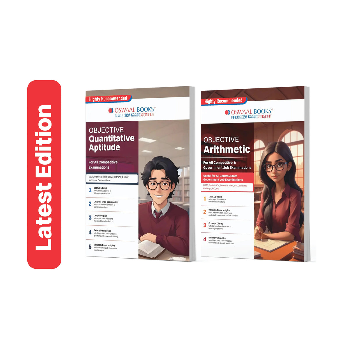 Oswaal Objective Quantitative Aptitude & Arithmetic for All Competitive Exams English Medium Set of 2 | Chapter-wise & Topic-wise with 1500+ Previous Years Questions | SSC, Banking, RRB, Defence, LIC