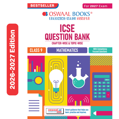 Oswaal ICSE Question Bank Mathematics Class 9 For 2027 Exam | Chapter-wise & Topic-wise Revision Notes | Competency-focused Questions | Aligned with latest Syllabus & Exam Pattern