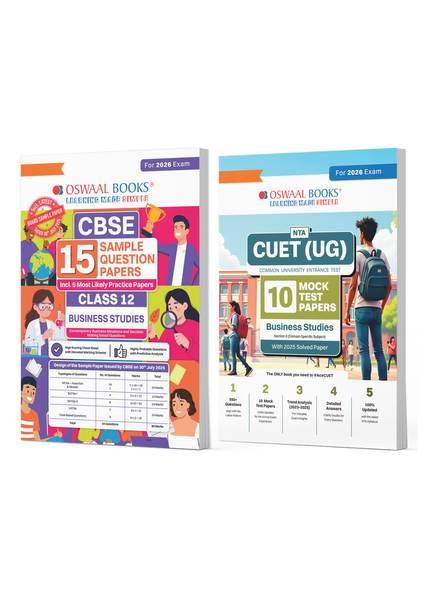 CBSE Class 12 Business Studies 15 Sample Question Papers + CUET(UG) 10 Mock Tests | HEQs, Blueprint, Trend Analysis, Solved Papers, Quick Revision Notes, Marking Scheme, Mind Maps (Set of 2, For 2026 Exam)
