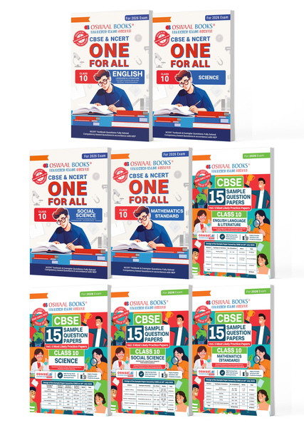 CBSE & NCERT One for All + 15 Sample Question Papers English, Maths Standard, Science, Social Science For Class 10 | Chapterwise & Topicwise Solved Papers | Concept Notes, Mind Maps, (Set of 8) For 2026 Board Exams