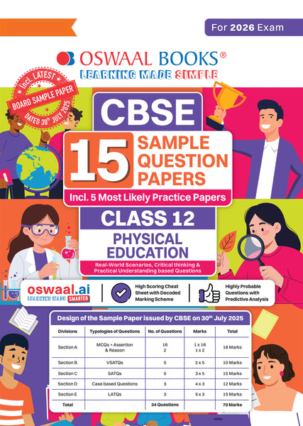CBSE 15 Sample Question Papers Class 12 Physical Education for 2026 Board Exam (As per CBSE Sample Question Paper issued on 30 July 2025), recommended by 2025 CBSE Toppers with Chapter wise Highly Probable Questions