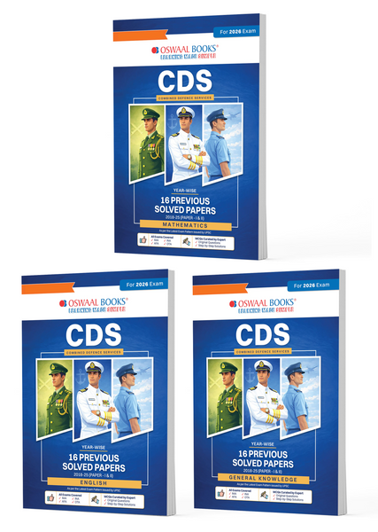 CDS (Combined Defence Services) Yearwise 16 Solved Papers (2018-2025) (I &II) Elementary Mathematics, English & General Knowledge (Set of 3 Books) For 2026 Exam