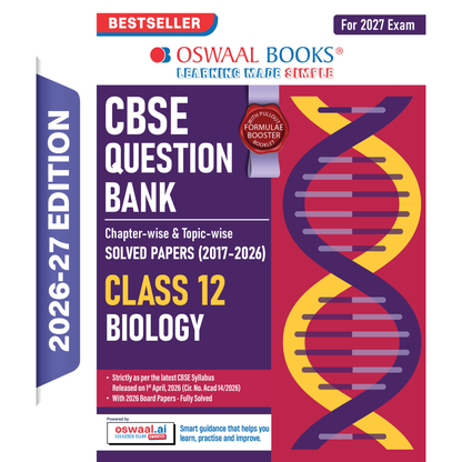 Oswaal CBSE Class 12 Biology Question Bank | Chapter & Topic-wise Solved Papers (2017-2026) | Based on Latest Syllabus (April 2026) | Includes 2026 Papers | For 2027 Exam