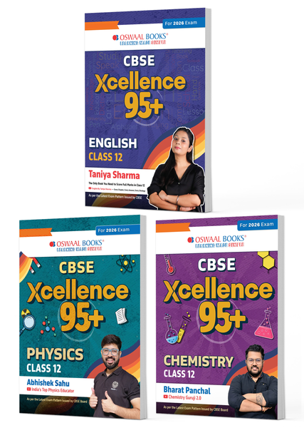 CBSE Xcellence 95+ English, Physics And Chemistry Class 12 (Set of 3) | Competency Focused Questions | 1200+ Practice Qs | Topper's Notes | Includes PYQs, Mind Maps, Revision Notes (For 2026 Board Exam)