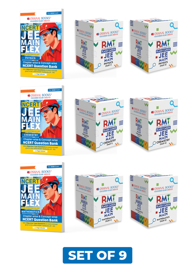 JEE (Main) FLEX Exam Set of 9 | NCERT Chapterwise & Topicwise Objective Question Bank Physics, Chemistry, Maths (3 Books) + RMT Flashcards Physics, Chemistry, Maths Part 1 & 2 (6 Boxes) | 1200+ Qs, Solved Papers, Mind Maps | (For 2026 Exam, New Edition)