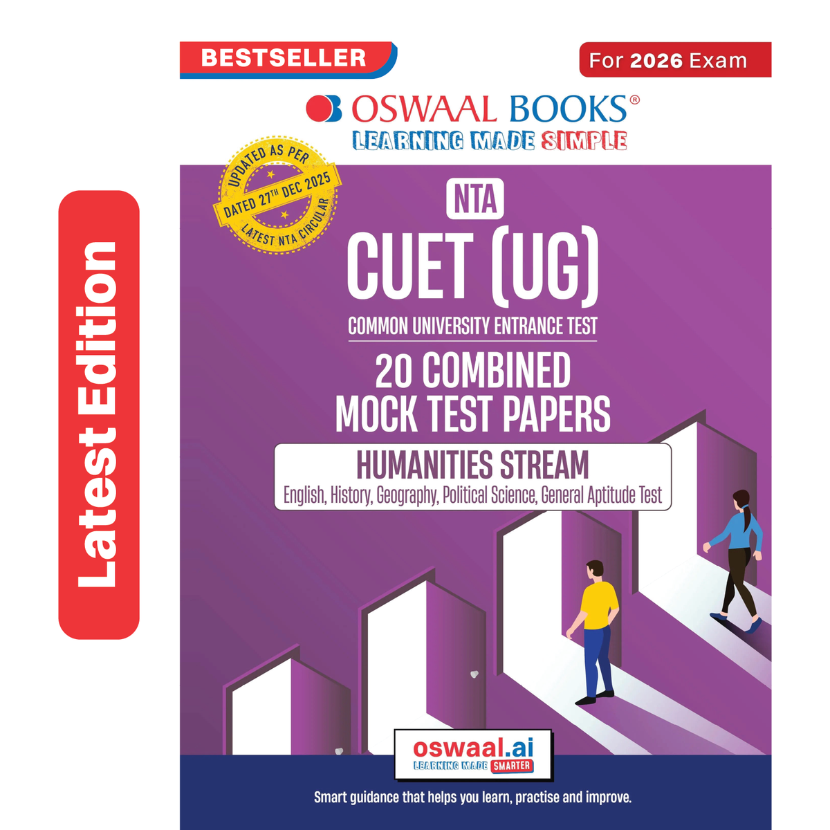Oswaal NTA CUET (UG) 20 Combined Mock Test Papers | Humanities Stream (English, History, Geography, Political Science, General Aptitude Test) For 2026 Exam | With New Syllabus & Pattern Released on 27 December 2025
