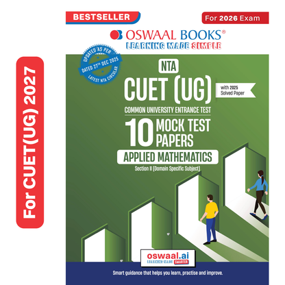Oswaal NTA CUET (UG) 10 Mock Test Papers Applied Mathematics For 2026 Exam (Section-II) (as per latest 27 Dec., notification) | 550+ MCQs for Practice | Includes 2025 Paper- fully solved | With Oswaal AI