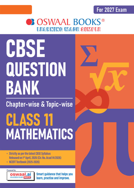 CBSE Class 11 Mathematics Question Bank | Chapter & Topic-wise Solved Papers (2017–2026) | Based on Latest Syllabus (April 2026) | Includes 2026 Papers | | For 2027 Exam
