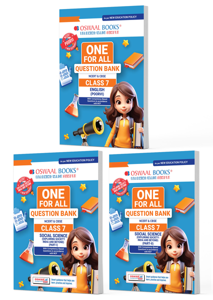 One For All Question Banks NCERT & CBSE Class 7 (Set of 3 Books) English & Social Science Part-1 & Part-2 (For Latest Exam)