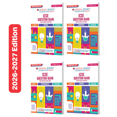 Oswaal ICSE Question Bank Physics, Chemistry, Maths, Biology (Set of 4 Books) Class 9 For 2027 Exam | Chapter-wise & Topic-wise Revision Notes | Aligned with latest Syllabus & Exam Pattern