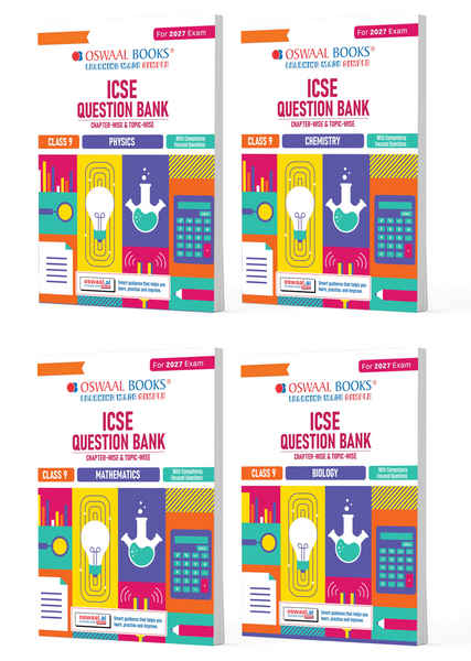 ICSE Question Bank Physics, Chemistry, Maths, Biology (Set of 4 Books) Class 9 For 2027 Exam | Chapter-wise & Topic-wise Revision Notes | Aligned with latest Syllabus & Exam Pattern