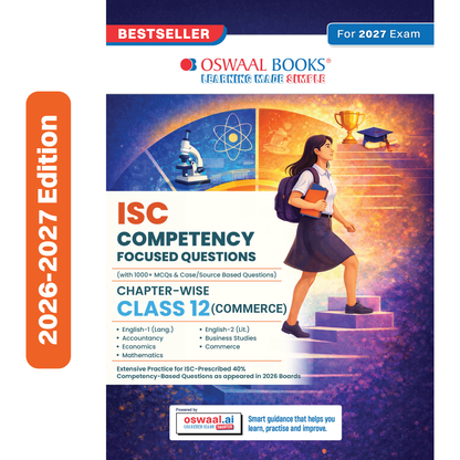 Oswaal ISC Competency Focused Questions Chapter-wise Class-12 Commerce Stream (Accounts, Economics, Commerce, Business Studies, Mathematics, English Paper-1 & Paper-2) | 40% Competency-Based Questions | for 2027 Board Exam | With Oswaal AI