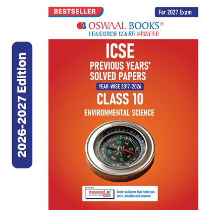 Oswaal ICSE 10 Previous Years' Solved papers | Year-wise (2017-2026) | Class-10 | Environmental Science | For 2027 Exam | Oswaal AI