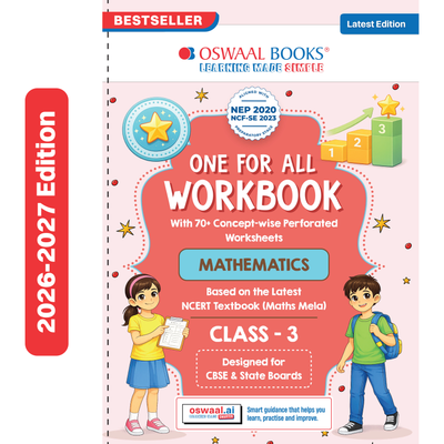 Oswaal One for All Workbook Class 3 Mathematics | 70+ Concept-wise Perforated Worksheets | Based on NCERT Maths Mela | NEP 2020 & NCF 2023 Aligned | For CBSE & State Boards | Builds Concept Clarity & Scientific Skills