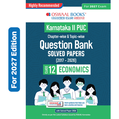 Oswaal Karnataka II PUC Chapter-wise & Topic-wise Question Bank Class 12 Economics | 1550+ Questions, Revision Notes, Mind Maps, Mnemonics, Fully Solved PYQs (2026-2017) | 2027 Board Exam | Oswaal AI