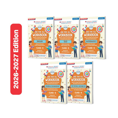 Oswaal One for All Workbook Class 5 English, Hindi, Maths, GK & EVS (Set of 5 Books) | 50+ Concept-wise Perforated Worksheets | NEP 2020 & NCF 2023 Aligned | For CBSE & State Boards | Builds Concept Clarity & Scientific Skills