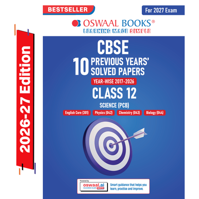 Oswaal CBSE 10 Previous Years Papers Science PCB | Class 12 | Year-wise(2017-2026) | 2026 Papers (Delhi & Outside Delhi)- fully solved | NCERT & Competency-based questions | For 2027 Exam | Oswaal AI