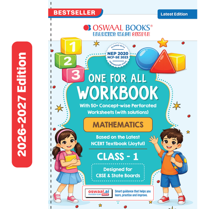 Oswaal One for All Workbook Class 1 Mathematics | 50+ Concept-wise Perforated Worksheets | Based on NCERT Joyful | NEP 2020 & NCF 2023 Aligned | For CBSE & State Boards | Builds Concept Clarity & Scientific Skills