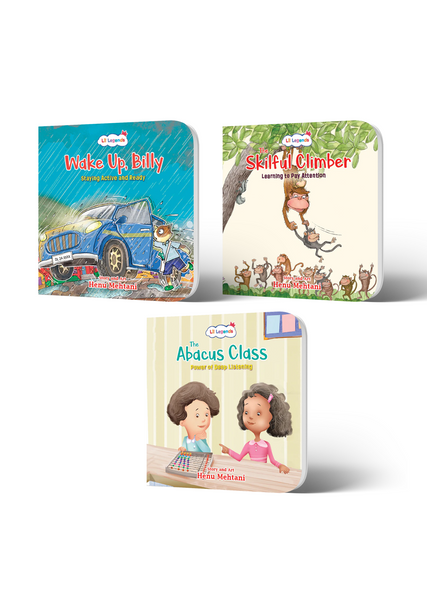 Mindful Moments Building Focus Books for Kids | Wake Up Billy, Skillful Climber & Abacus Class | Set of 3 | Mindfulness, Concentration, Listening, Attention | Ages 5+