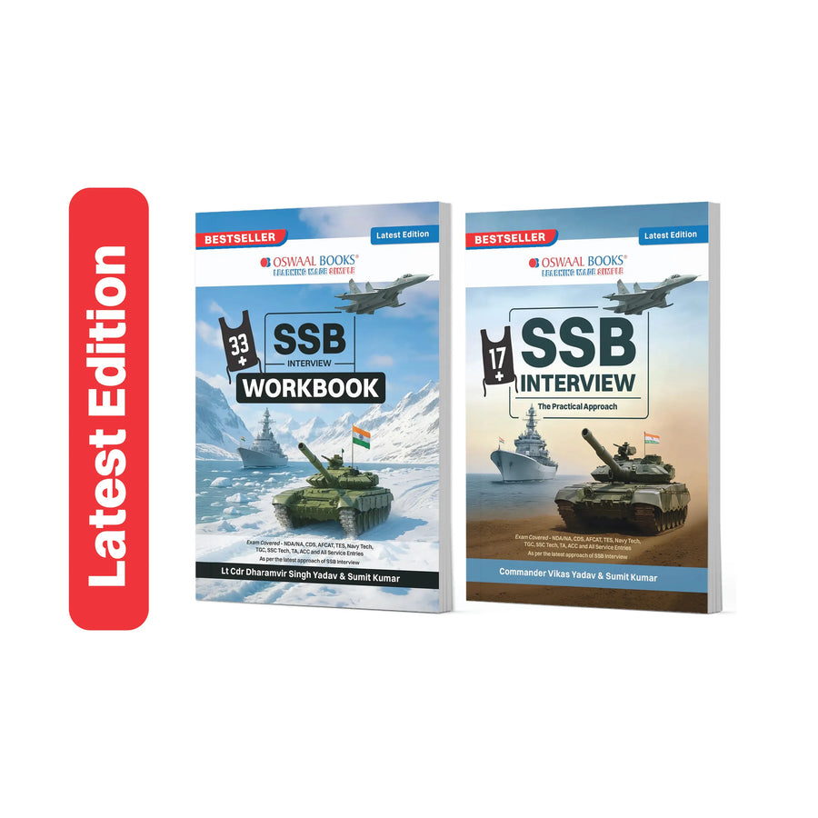 Oswaal SSB Interview Set of 2 English Medium | Interview Workbook + The Practical Approach | Psychology (TAT, WAT, SRT), GTO Tasks & Personal Interview | NDA, CDS, AFCAT, TES, Navy, ACC | For 2026-27 Exams
