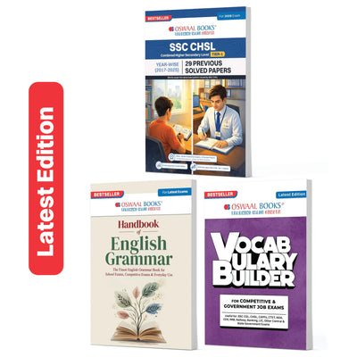 Oswaal SSC CHSL Tier-1 Set of 3 English Medium | 29 PYQ Solved Papers + English Grammar Handbook + Vocabulary Builder | 2900+ Questions Year-wise 2017-2025 | For 2026 Exam