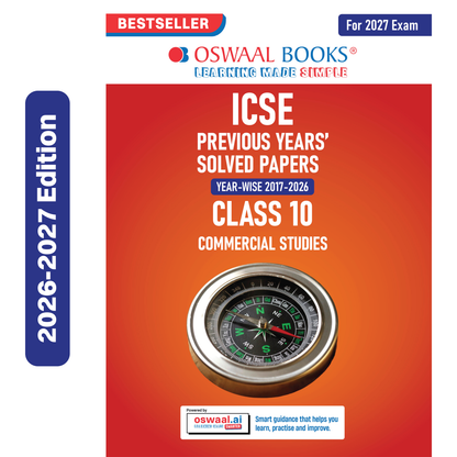 Oswaal ICSE 10 Previous Years' Solved papers | Year-wise (2017-2026) | Class-10 | Commercial Studies | For 2027 Exam | Oswaal AI
