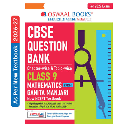 CBSE Class 9 Mathematics Part-1 Question Bank Chapter-wise & Topic-wise | Based on NCERT Textbook Ganita Manjari | Includes Summary, Competency-Based Question, Self-Assessment & Practice Papers